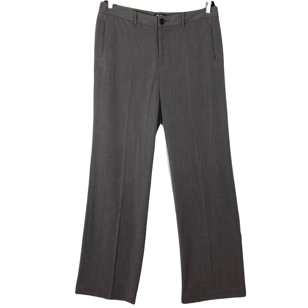 NWT EDDIE BAUER Pants Women 12 Grey Wide-Leg Vashon-Fit Tall Stretch Pocket Zip